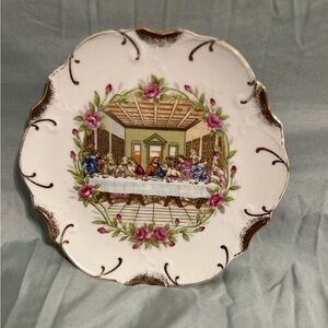 The last supper 18k gold trimmed decorative plate